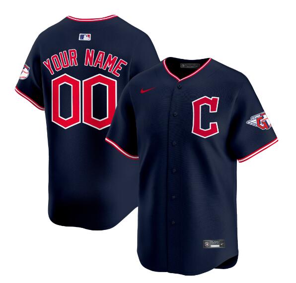 Men's Cleveland Guardians ACTIVE PLAYER Custom Navy 2025 Alternate Limited Stitched Baseball Jersey